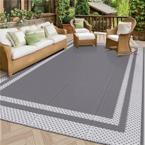 Outdoor Rug Reversible Portable Plastic Straw Camping Rugs for Outside RV,Large - Picture 1 of 7